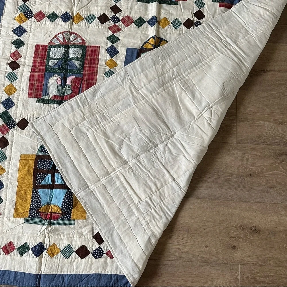 Vintage Cotton Small Patchwork Quilt Village Home Cozy Vibe